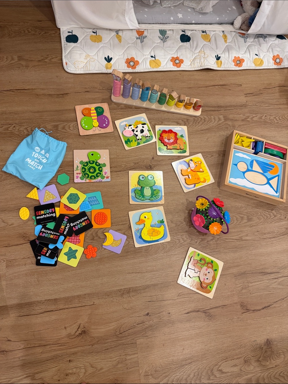 Kids Wooden Sensory Learning Toy Set - Multicolor